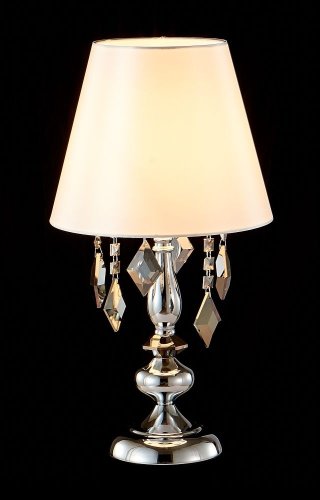 Настольная лампа MERCEDES LG1 CHROME/SMOKE Crystal Lux белая 1 лампа, основание хром стекло металл в стиле флористика классический  фото 2